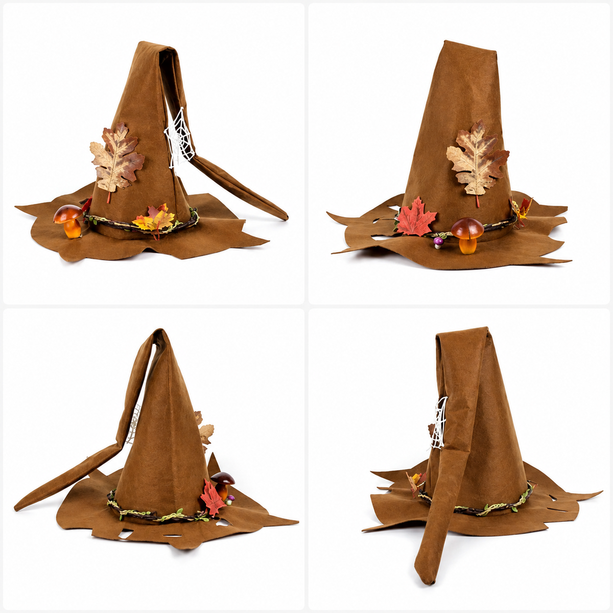 Witch Hat for Women Felt Halloween Costume Hat with Flower Decoration