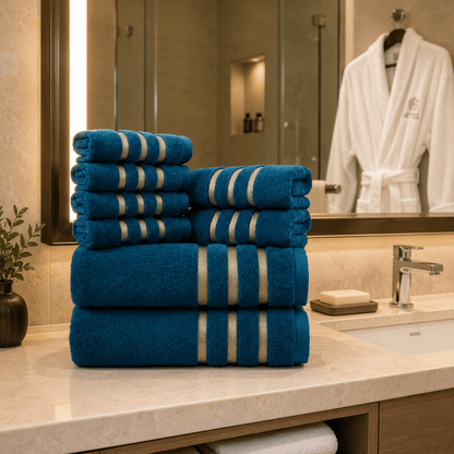 Bath Towels Set of 8 Soft Absorbent Bathroom Towel Washcloths