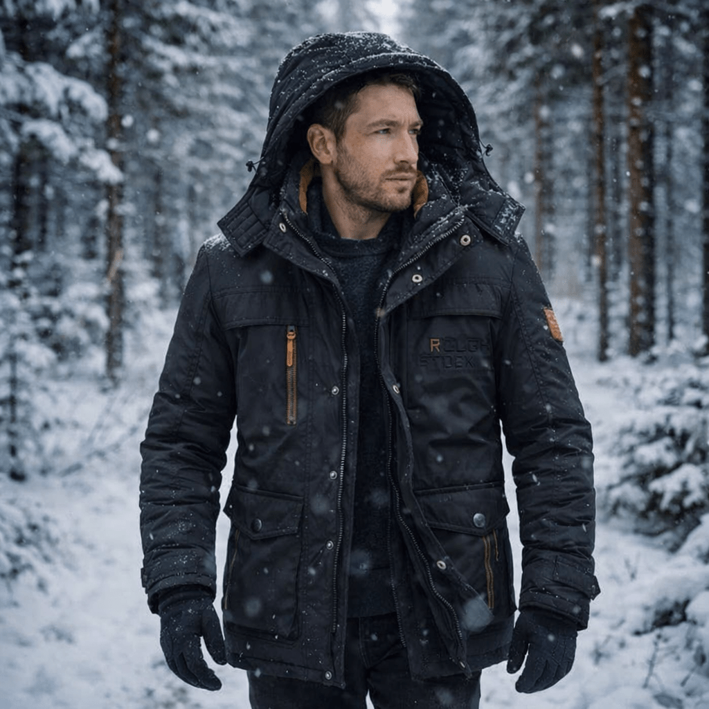 Winter Jacket Men's Fleece Lined Windproof Hooded Parka Coat