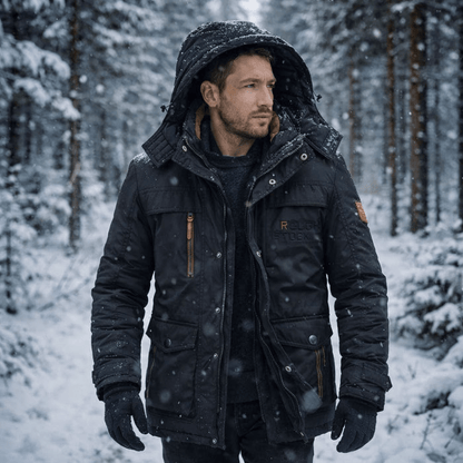 Winter Jacket Men's Fleece Lined Windproof Hooded Parka Coat