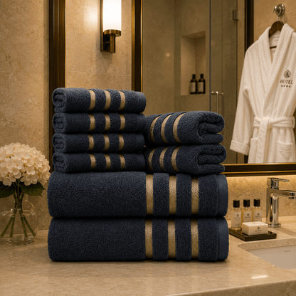 Bath Towels Set of 8 Soft Absorbent Bathroom Towel Washcloths