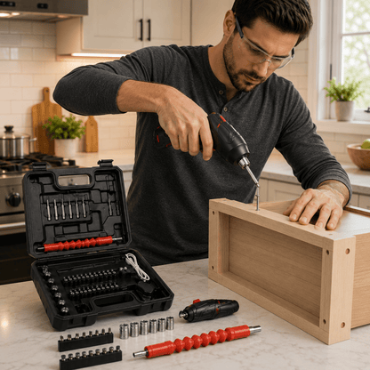 Electric Screwdriver Cordless Rechargeable Set with Bits and Case