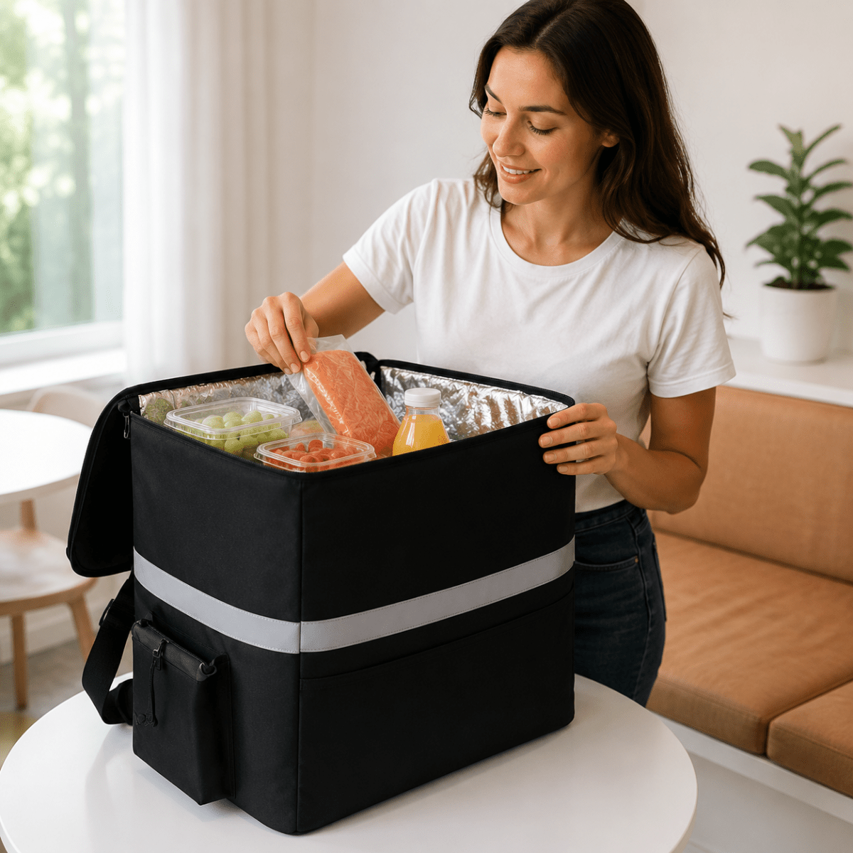 Insulated Cooler Bag Large Food Delivery Bag for Hot and Cold Meals