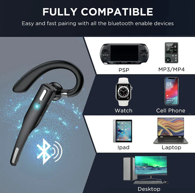 Bluetooth Headset Wireless Ear Hook Noise Cancelling Mic