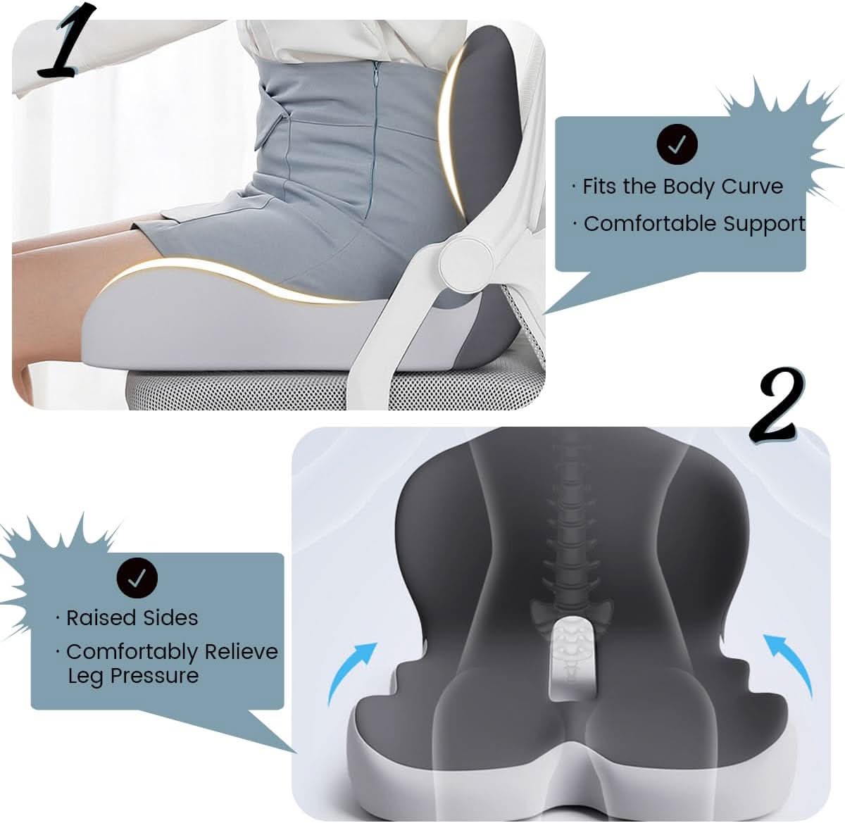 Seat Cushion Memory Foam Ergonomic Office Chair Pad