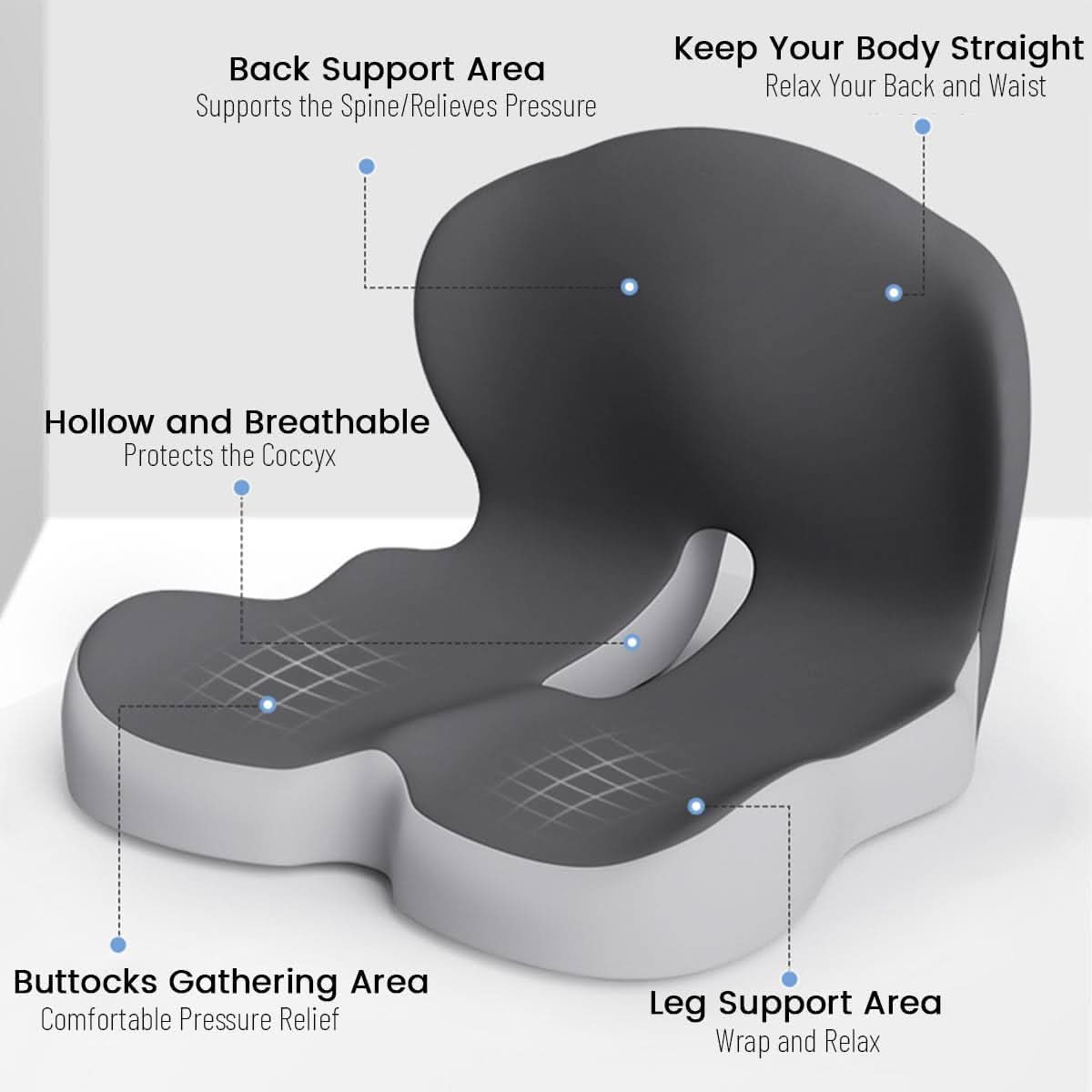 Seat Cushion Memory Foam Ergonomic Office Chair Pad