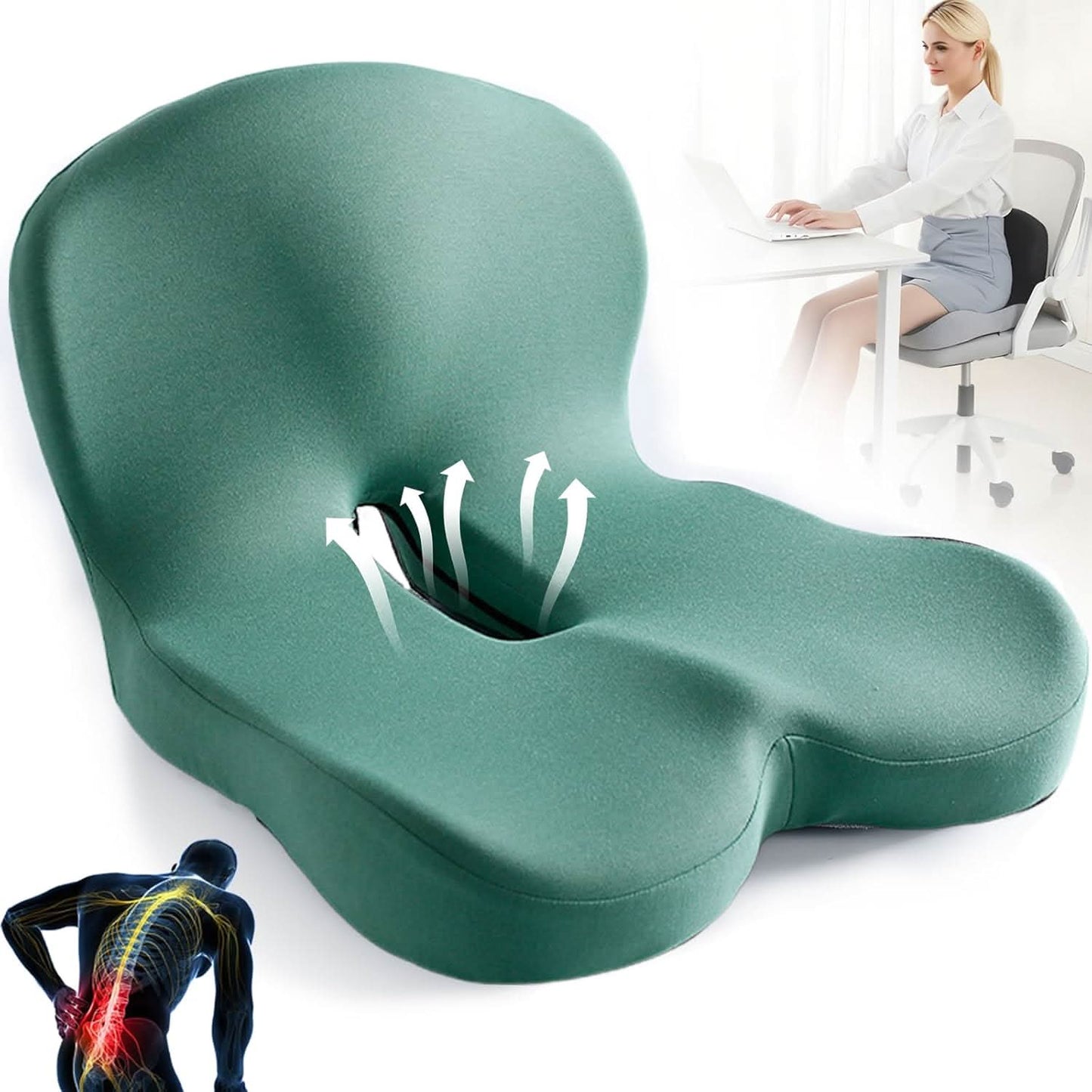 Seat Cushion Memory Foam Ergonomic Office Chair Pad