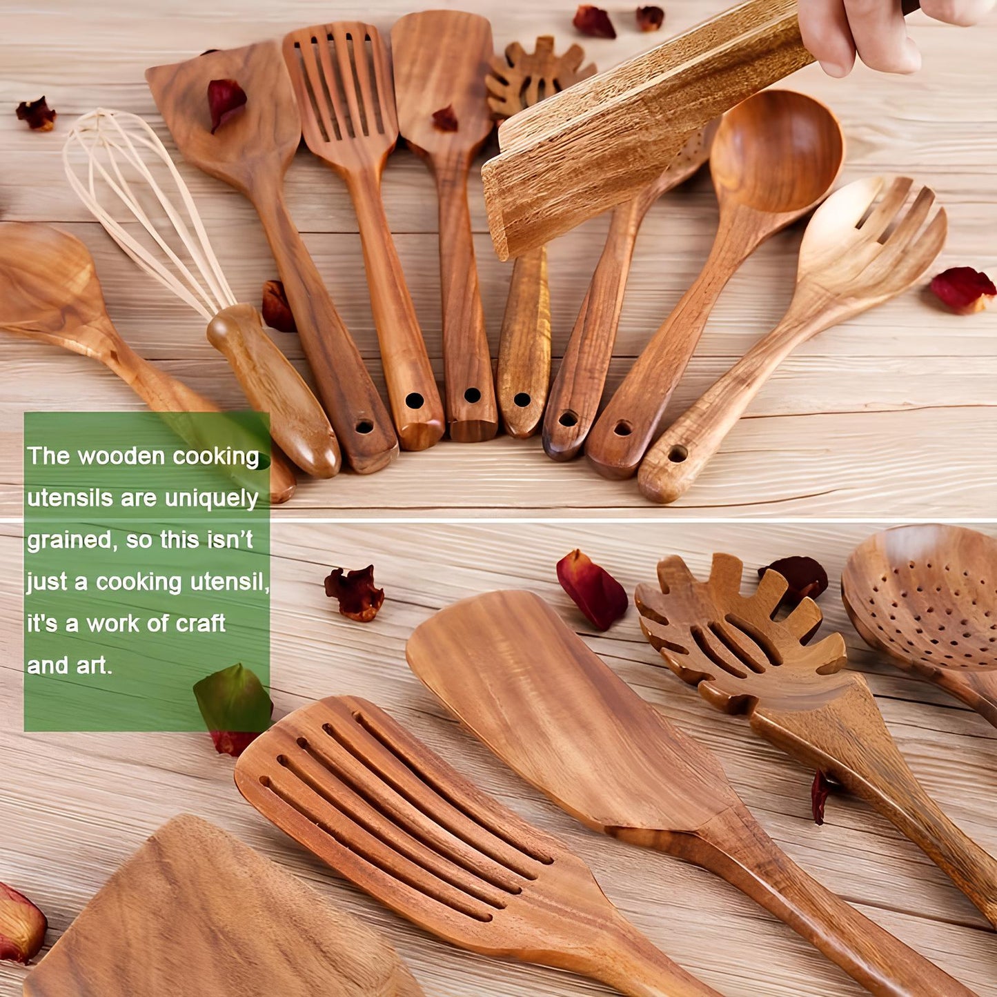 Kitchen Utensil Set Wooden Cooking Tools with Holder
