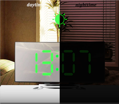 Digital Alarm Clock for Bedroom LED Mirror Display Auto Dimming