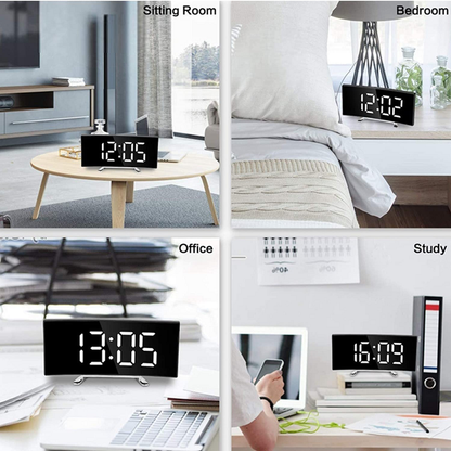 Digital Alarm Clock for Bedroom LED Mirror Display Auto Dimming