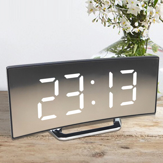 Digital Alarm Clock for Bedroom LED Mirror Display Auto Dimming
