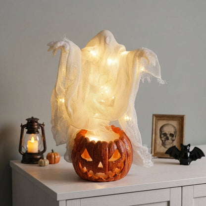 Light Up Pumpkin Ghost Decor Mini Halloween Table Decoration with LED
