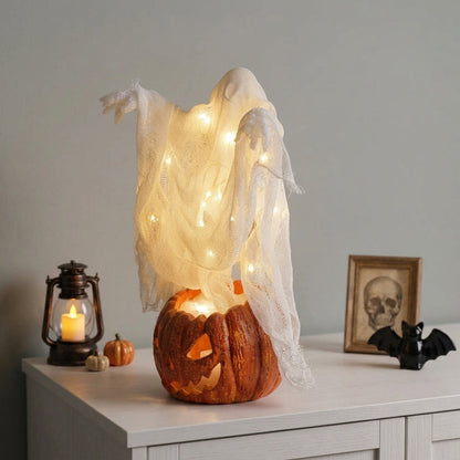 Light Up Pumpkin Ghost Decor Mini Halloween Table Decoration with LED