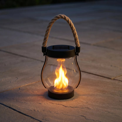 Solar Lantern Outdoor Light Flickering Flame Hanging Lamp