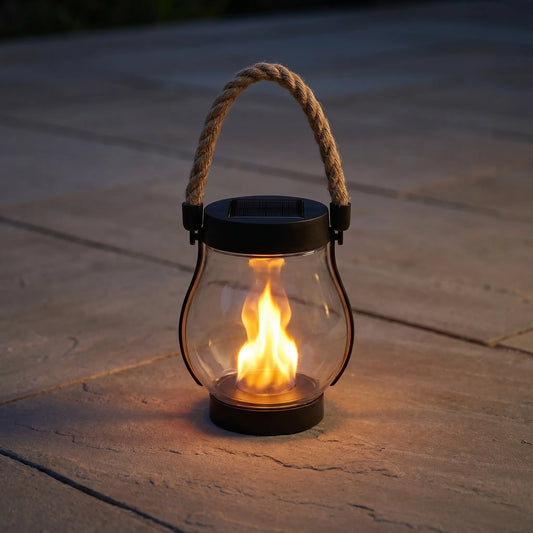 Solar Lantern Outdoor Light Flickering Flame Hanging Lamp
