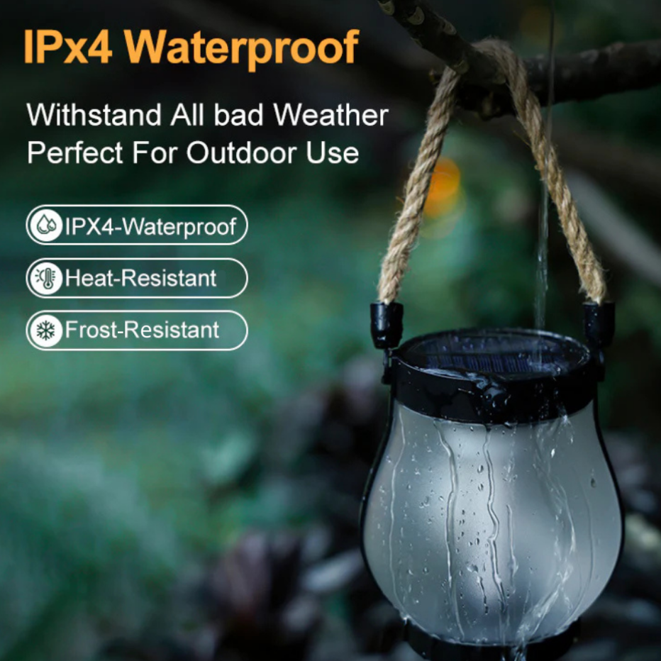 Solar Lantern Outdoor Light Flickering Flame Hanging Lamp