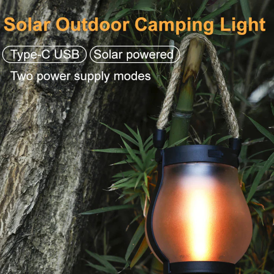 Solar Lantern Outdoor Light Flickering Flame Hanging Lamp
