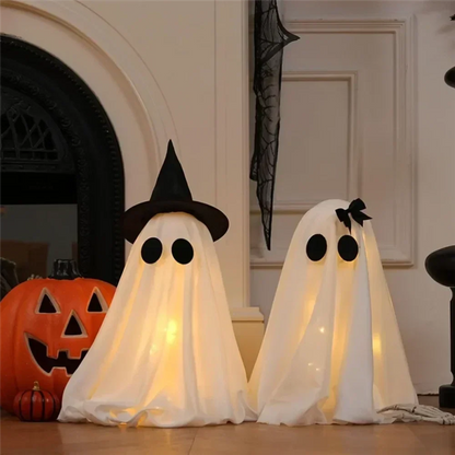 Halloween Decorations Indoor Light Up Ghosts Set of 2 with Witch Hat