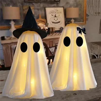 Halloween Decorations Indoor Light Up Ghosts Set of 2 with Witch Hat