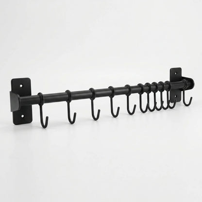 Kitchen Organizer Wall Mounted Utensil Rack with Hooks and Lid Holder