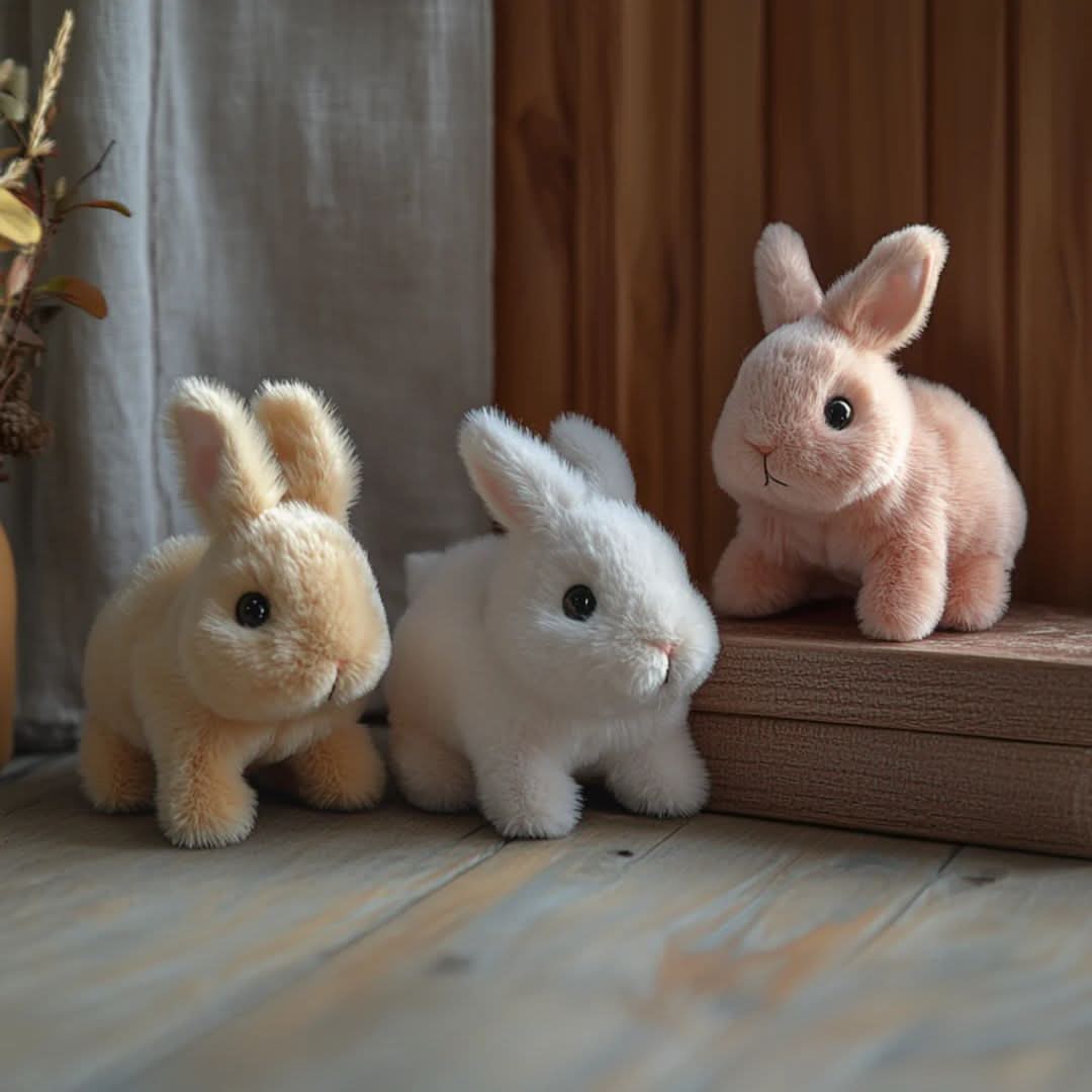 Stuffed Bunny Interactive Plush Toy with Sound and Hopping Action