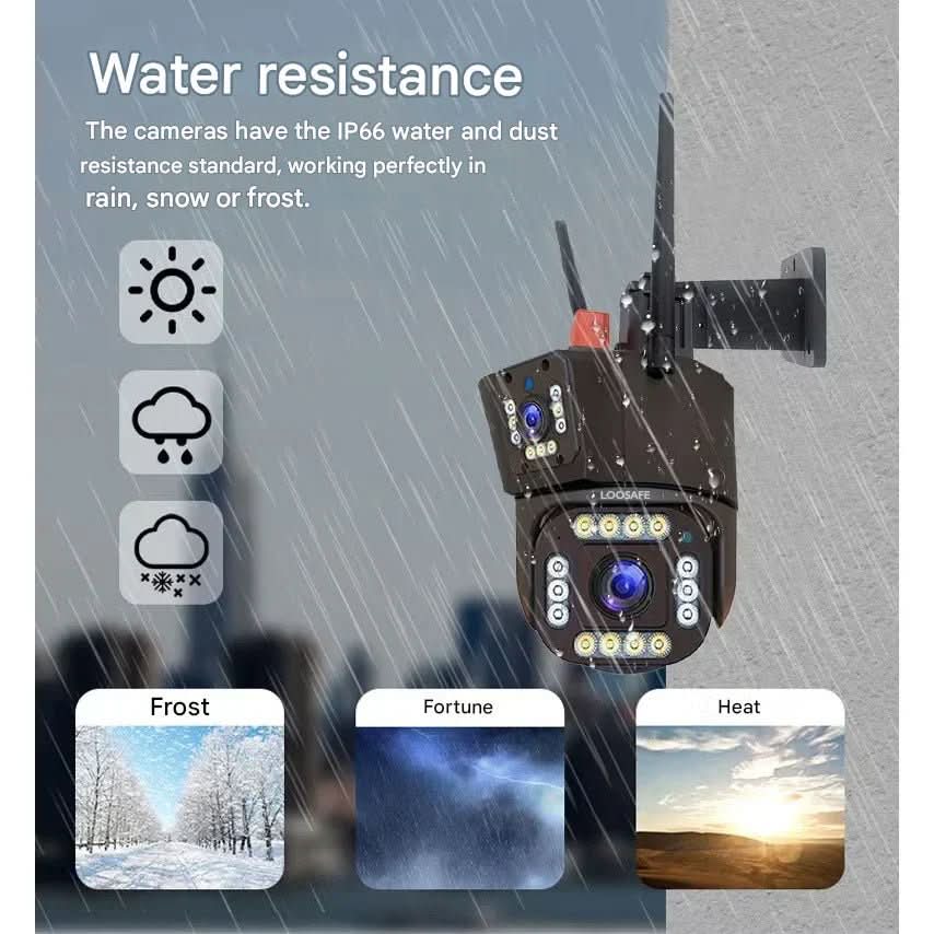 Security Camera Solar Powered 4K Dual Lens Outdoor WiFi Camera