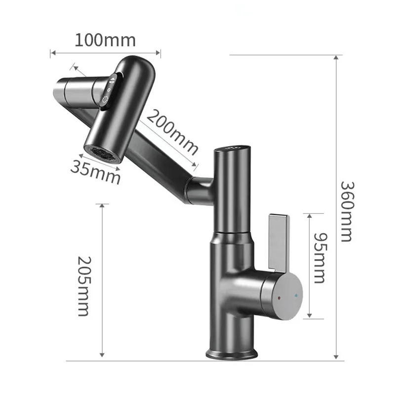 Kitchen Faucet Pull Down 360 Degree LED Temperature Faucet