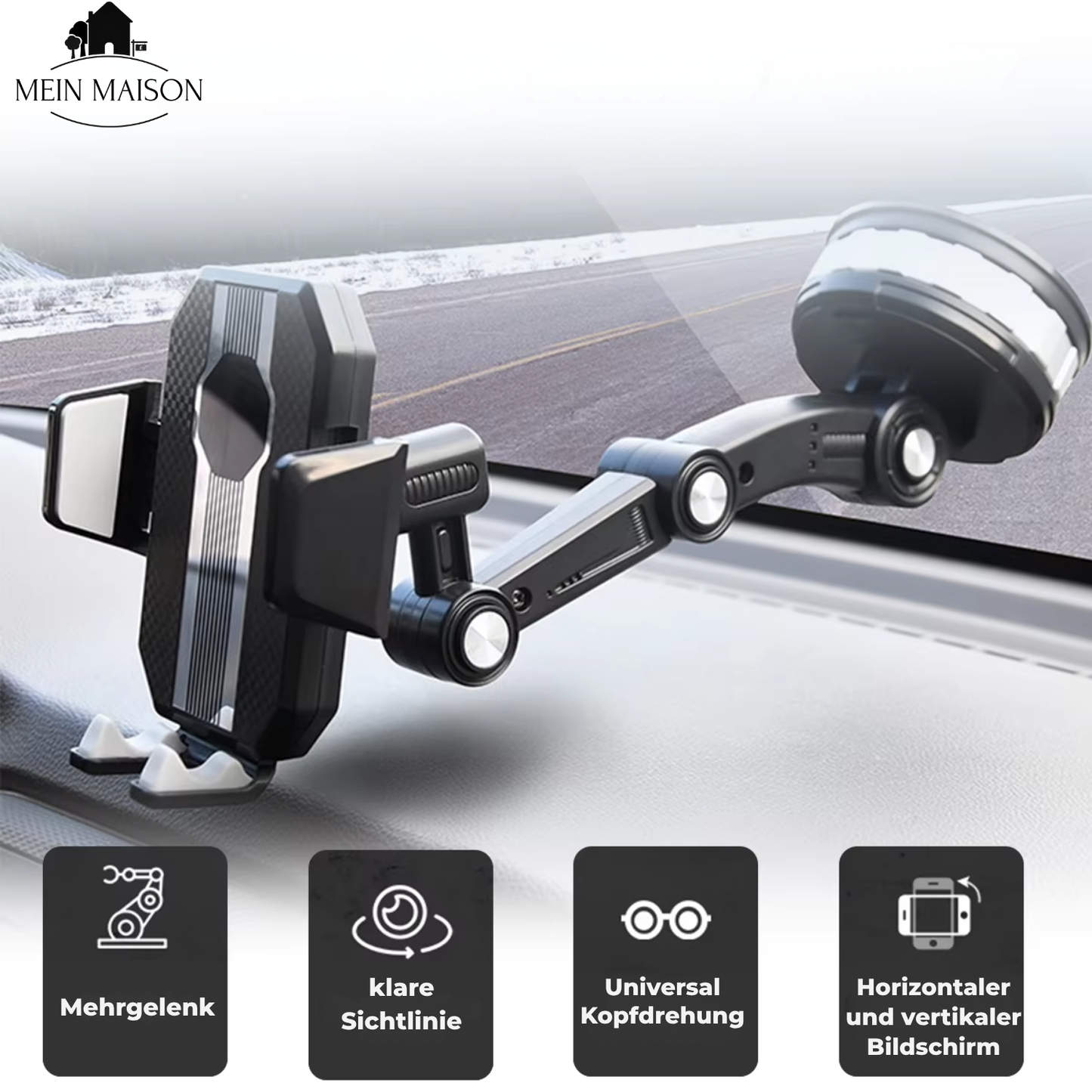 Phone Mount Car Holder Adjustable Dashboard Windshield Stand
