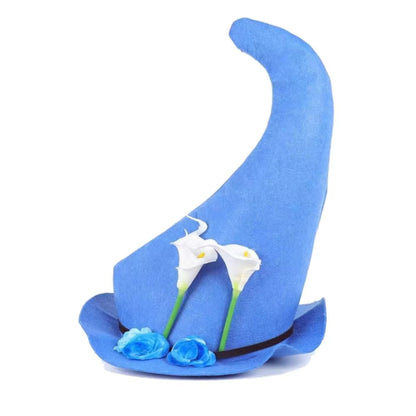 Witch Hat for Women Felt Halloween Costume Hat with Flower Decoration