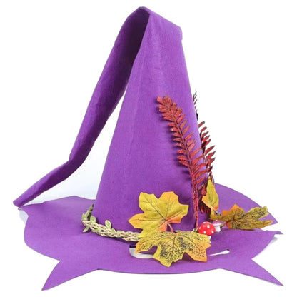 Witch Hat for Women Felt Halloween Costume Hat with Flower Decoration