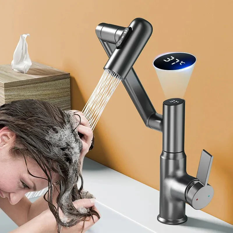 Kitchen Faucet Pull Down 360 Degree LED Temperature Faucet