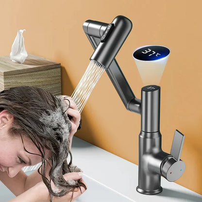 Kitchen Faucet Pull Down 360 Degree LED Temperature Faucet