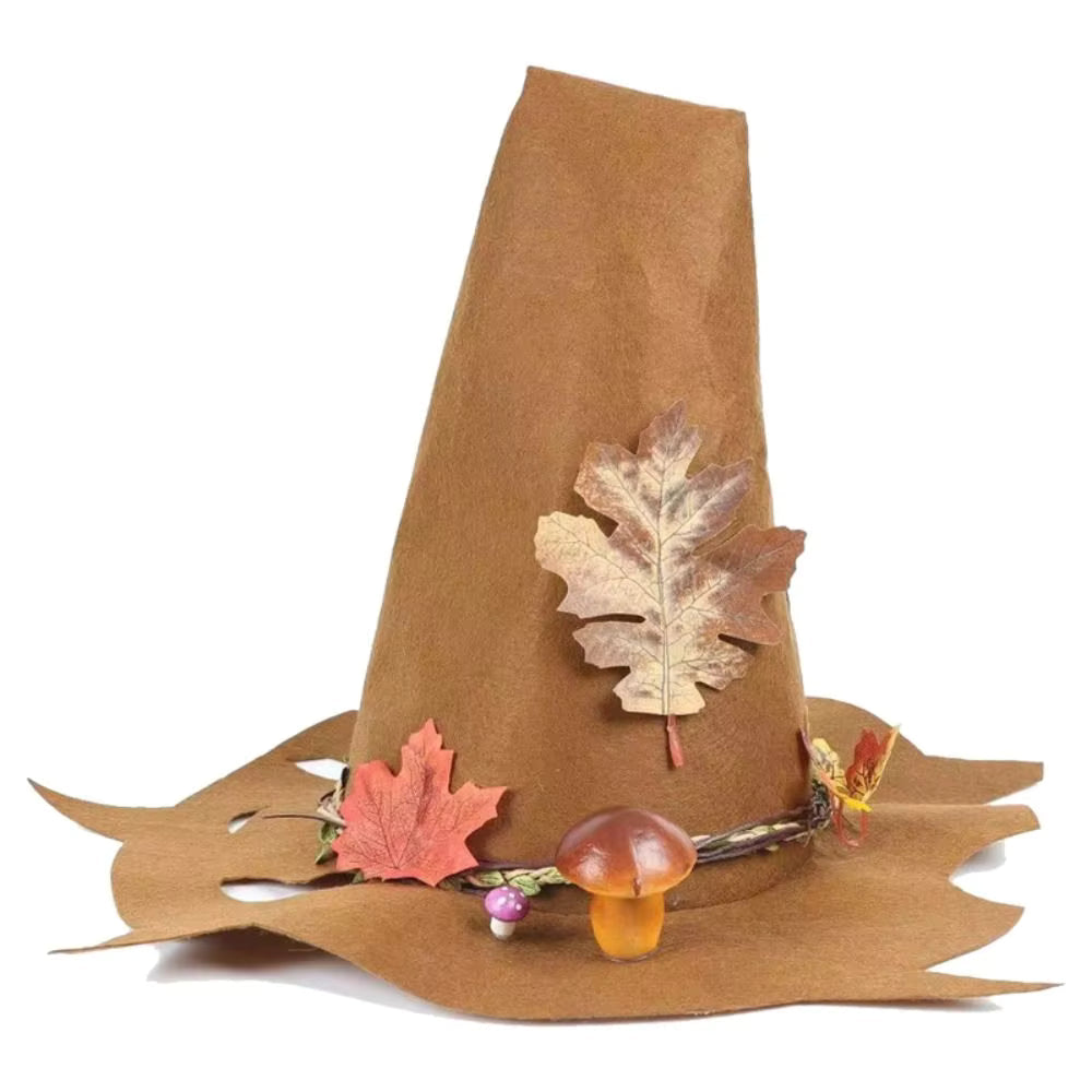 Witch Hat for Women Felt Halloween Costume Hat with Flower Decoration