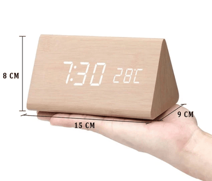 Alarm Clock Wooden LED Voice Activated Digital Desk Clock