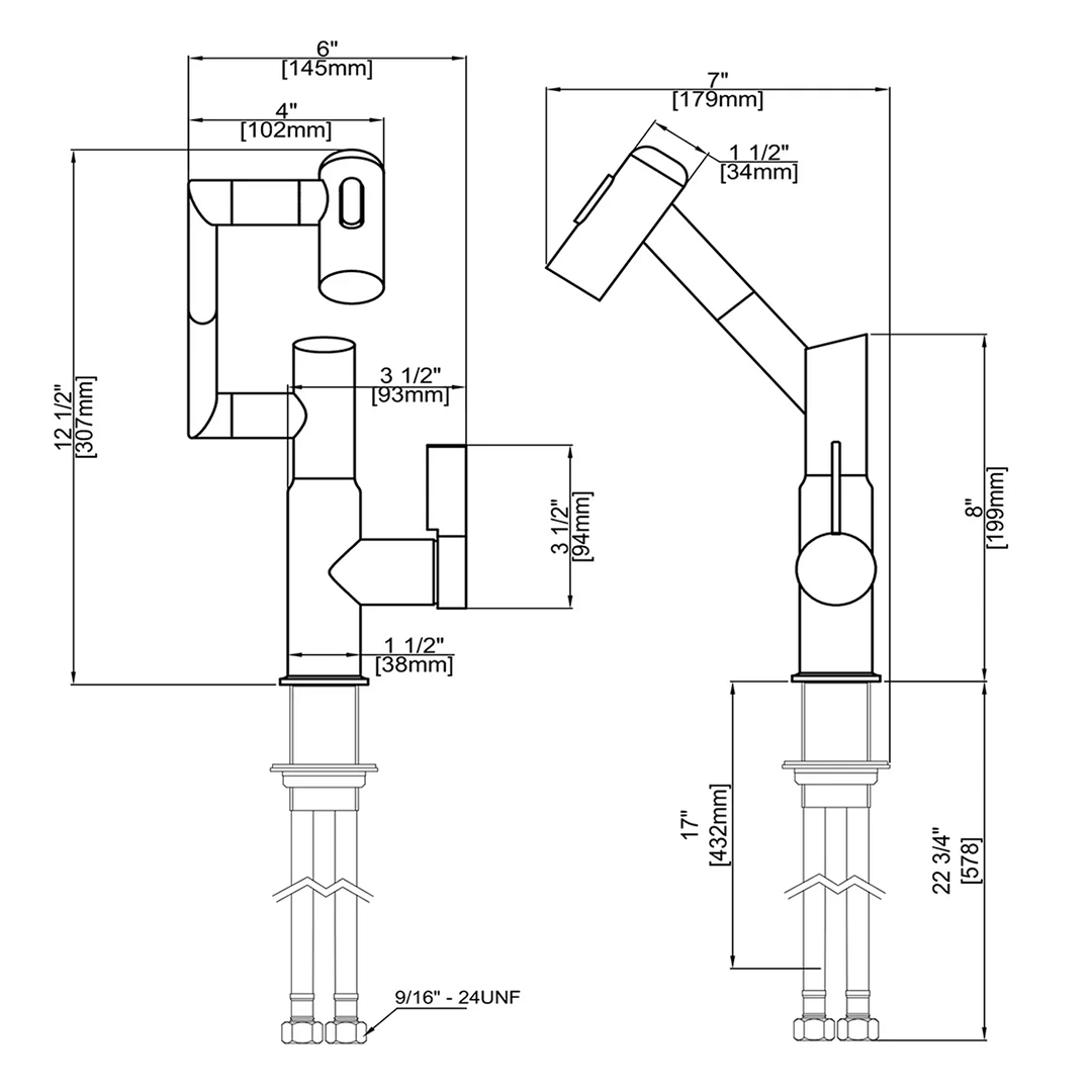 Kitchen Faucet Pull Down 360 Degree LED Temperature Faucet