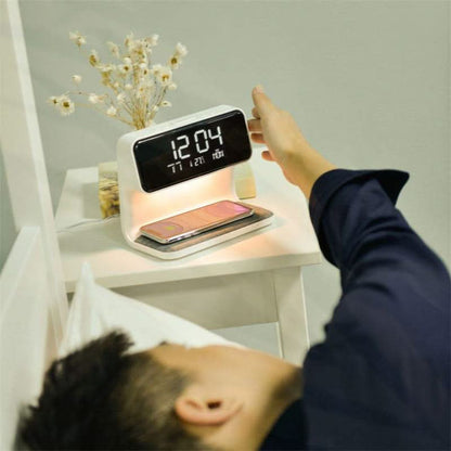 Table Lamp Wireless Charger LED Alarm Clock Station