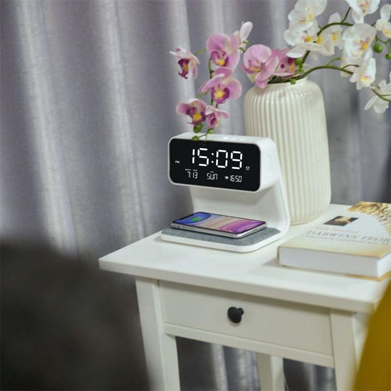 Table Lamp Wireless Charger LED Alarm Clock Station