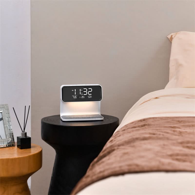 Table Lamp Wireless Charger LED Alarm Clock Station
