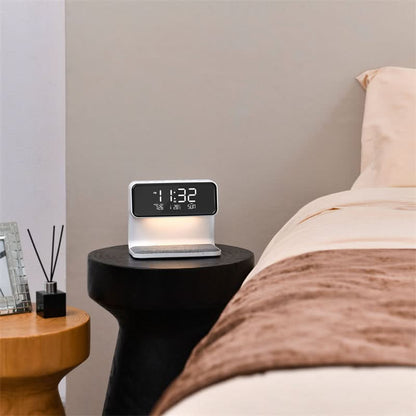 Table Lamp Wireless Charger LED Alarm Clock Station