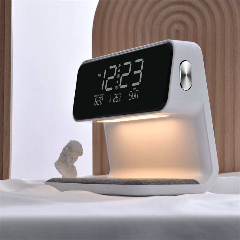 Table Lamp Wireless Charger LED Alarm Clock Station