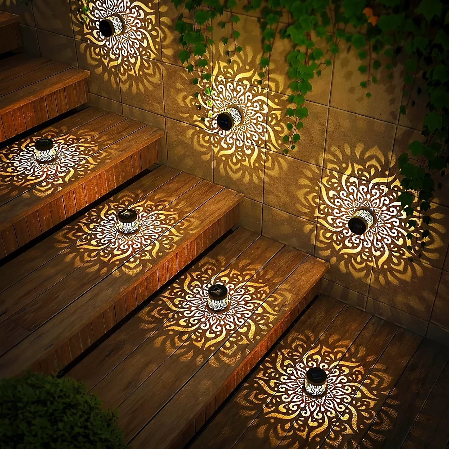 Solar Lantern Outdoor Decorative Garden Light Flower Pattern