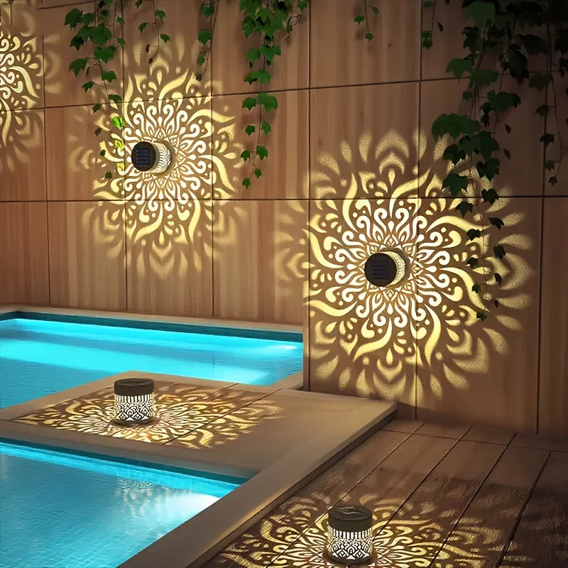 Solar Lantern Outdoor Decorative Garden Light Flower Pattern