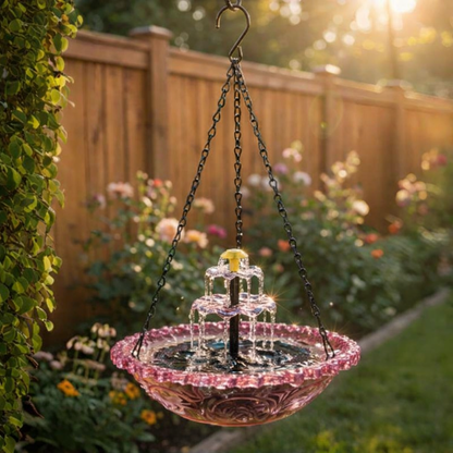 Bird Bath Solar Fountain Hanging Glass Bowl for Garden Outdoor