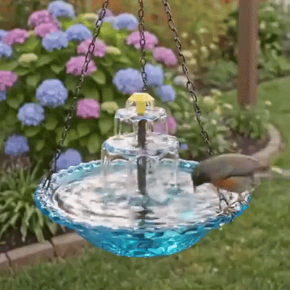 Bird Bath Solar Fountain Hanging Glass Bowl for Garden Outdoor