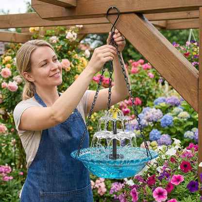 Bird Bath Solar Fountain Hanging Glass Bowl for Garden Outdoor
