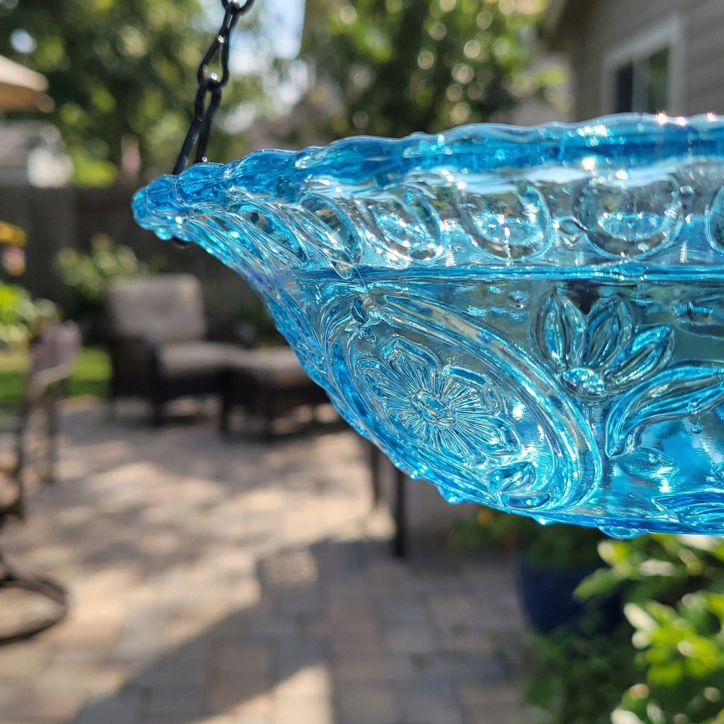 Bird Bath Solar Fountain Hanging Glass Bowl for Garden Outdoor