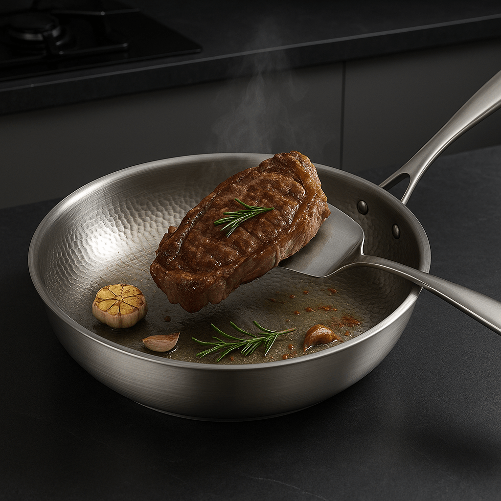 Frying Pan Stainless Steel Skillet Uncoated Induction Cookware