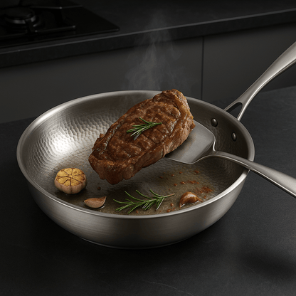 Frying Pan Stainless Steel Skillet Uncoated Induction Cookware