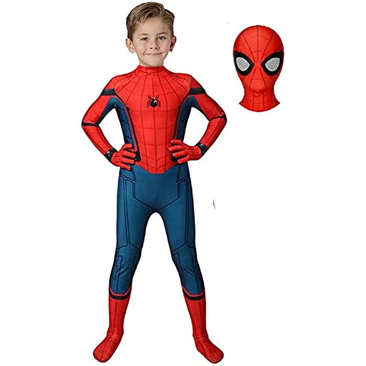 Superhero Costume Kids Adults Stretch Bodysuit with Mask
