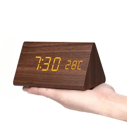 Alarm Clock Wooden LED Voice Activated Digital Desk Clock